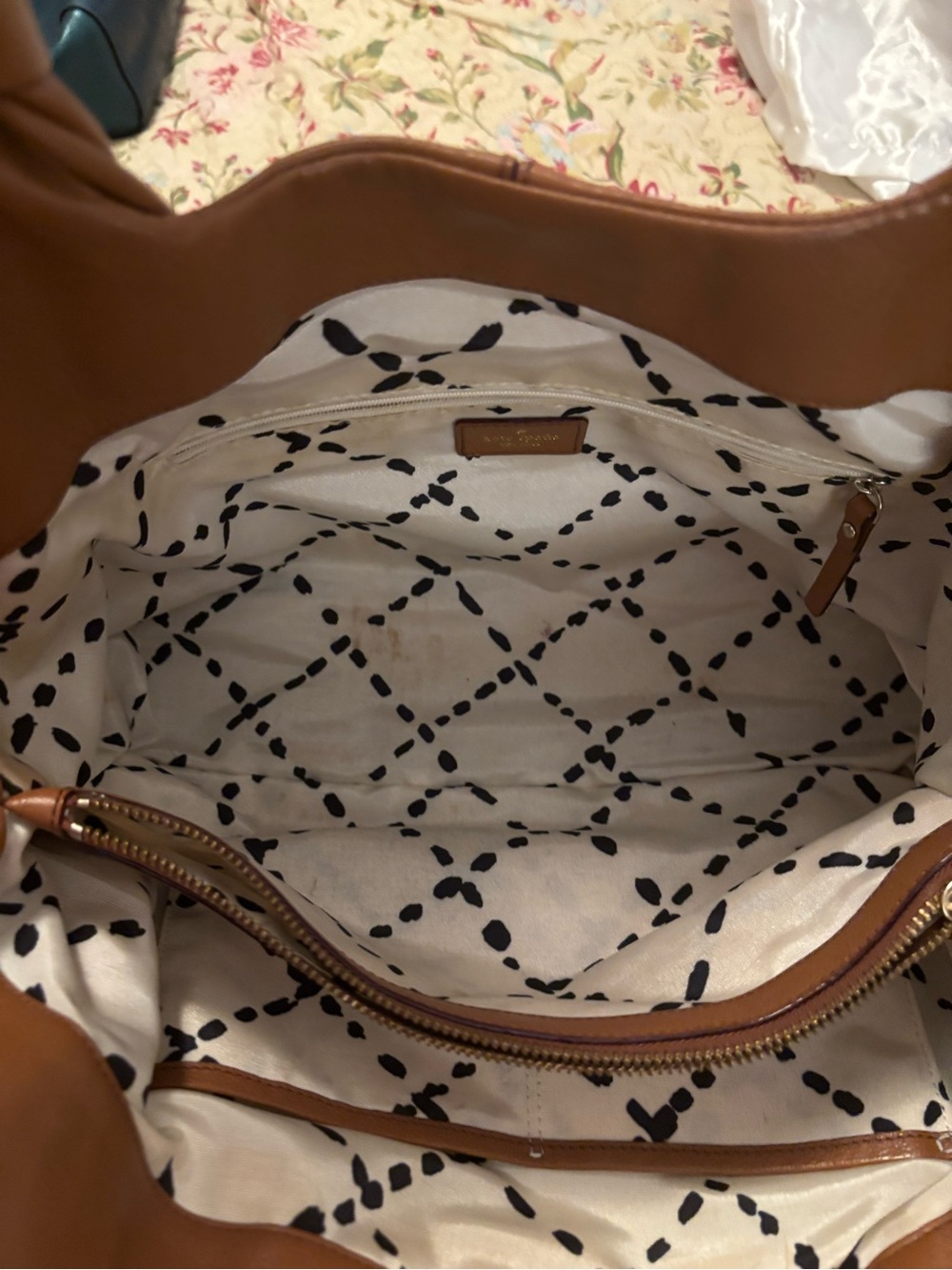 kate spade Cognac Brown Leather Tote with Matching Zip Wallet - Picture 2 of 14